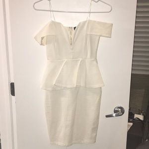 White Off-Shoulder Peplum Dress